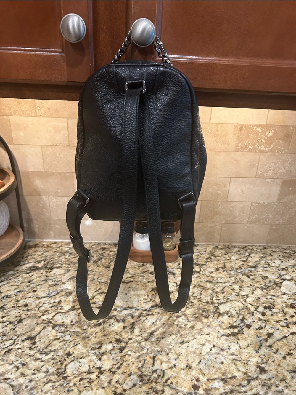 Furla Black Leather Mini Backpack Genuine Leather Rare - Picture 2 of 8